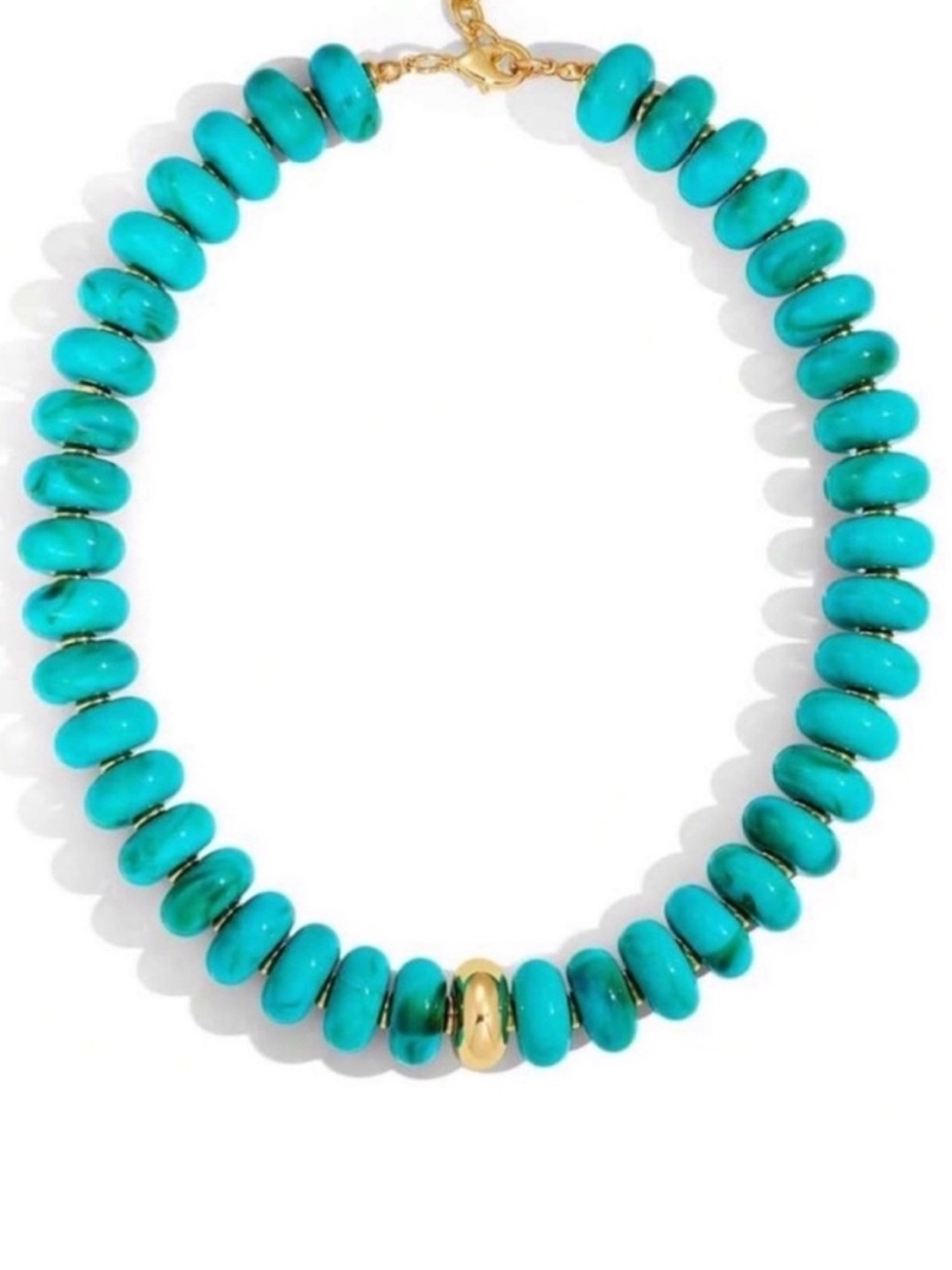 New! Coastal Turquoise Beaded Chunky Dopamine Necklace (4002) NWOT